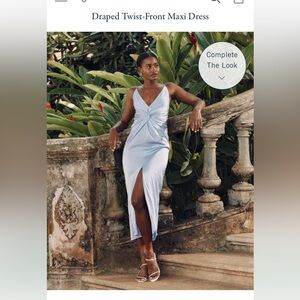 Abercrombie Draped Twist Front Maxi Dress Blue Size Medium